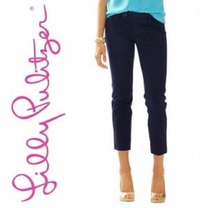 Lilly Pulitzer Navy Blue 2 Way Stretch Style #74610 Sz 2 Luxury Capri Pants